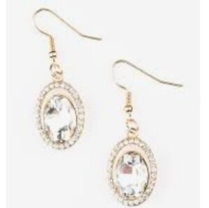 Oval Crystal Frame Gold plated Earrings